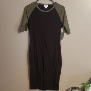 Black and olive green tshirt dress